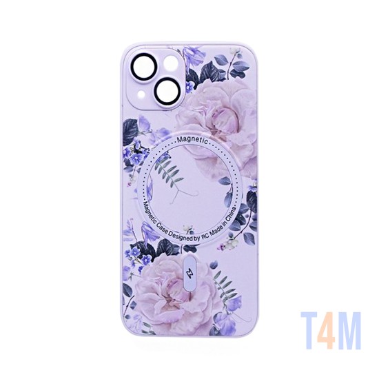 Flower Design Magnetic Case for Apple iPhone 13 White